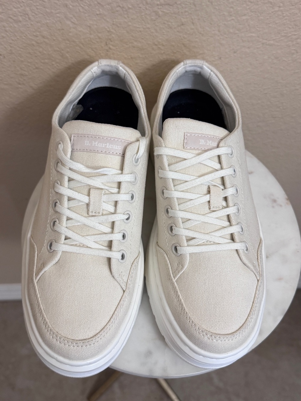 Women Dr Martens Brookline Canvas Off white summer timeless casual shoes Sz 8 - Picture 2 of 8